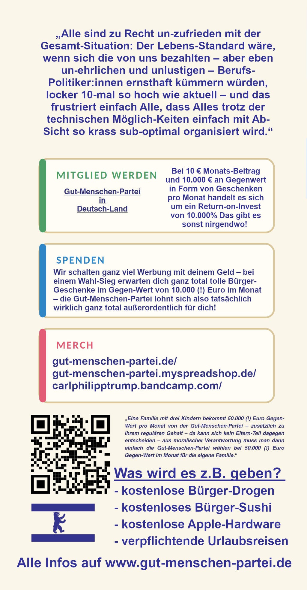 Gut-Menschen-Partei-Werbeflyer - 50 Stück