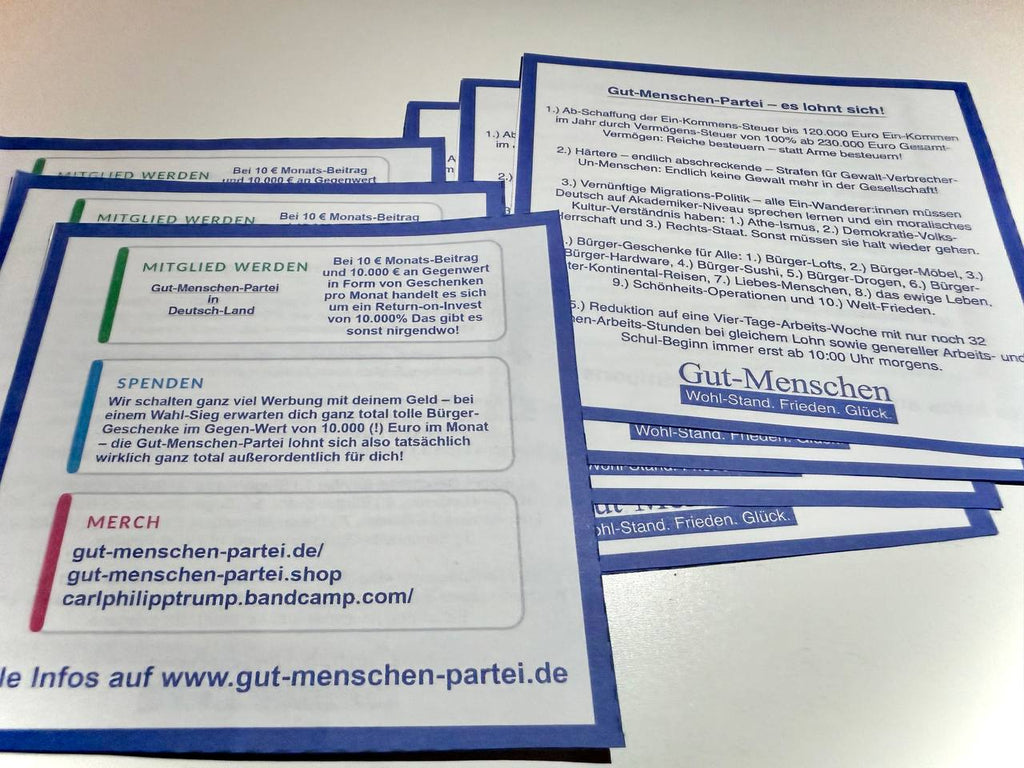 Gut-Menschen-Partei-Flyer - Quadratisch, Praktisch, Gut